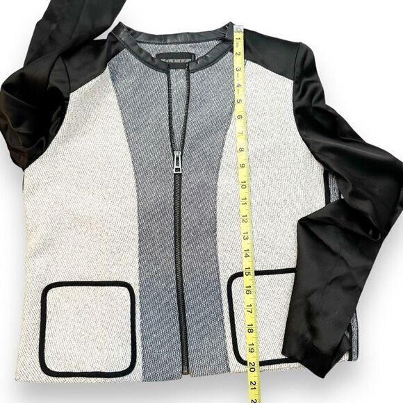 Zadig & Voltaire Mixed Media Textured Gray Jacket Black Sleeves  Women’s Size 38 - Picture 11 of 11